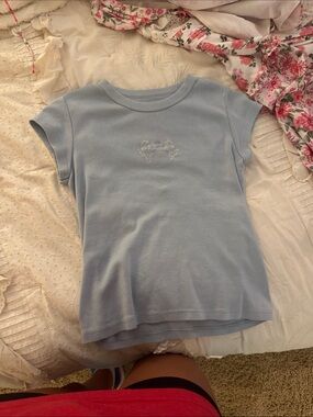 Brandy Melville Light Blue Short Sleeve Crewneck Tee